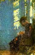 interiorior med syennde kvinde, ca Anna Ancher